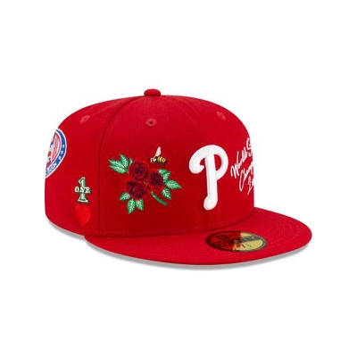 Red Philadelphia Phillies Hat - New Era MLB Icon 59FIFTY Fitted Caps USA0524196